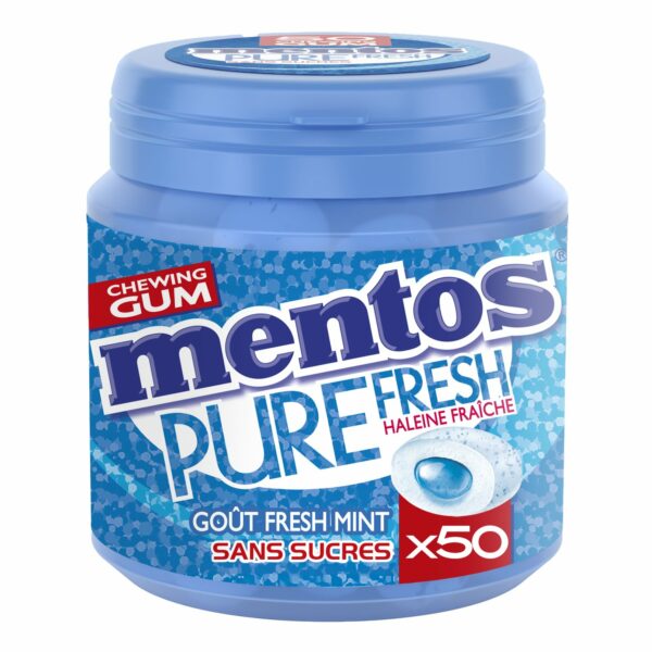 Chewing-gum Pure Fresh Mint sans sucres MENTOS la boite de 50 dragées - 100 g