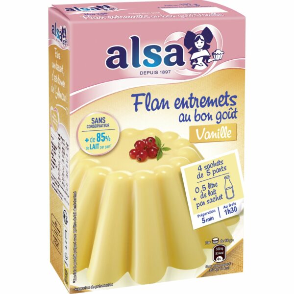 Préparation Flan Entremets Vanille ALSA la boite de 192 g
