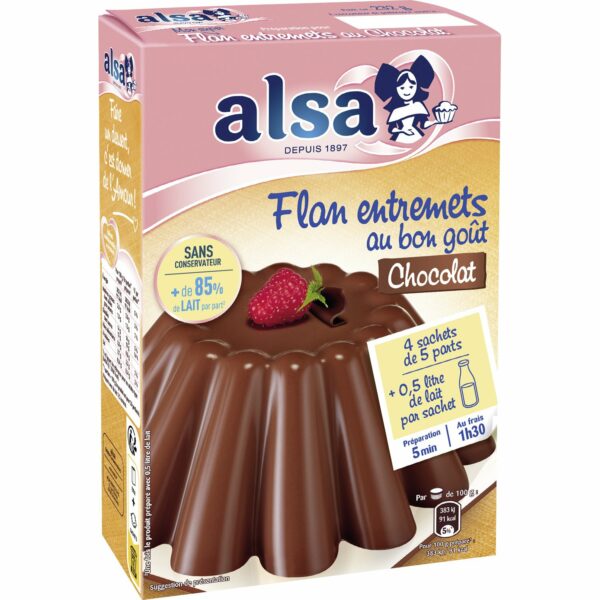 Préparation Flan Entremets Chocolat ALSA la boite de 232g