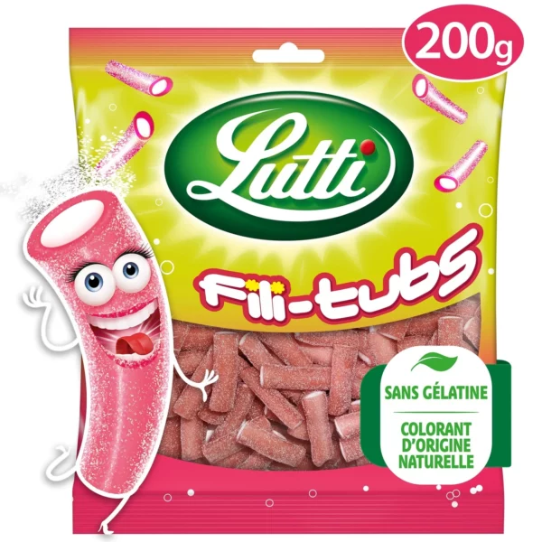 Bonbons fili-tubs piquants à la fraise LUTTI Le sachet de 200G