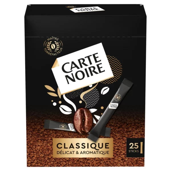 Café Soluble Classique CARTE NOIRE la boîte de 45g - 25 sticks