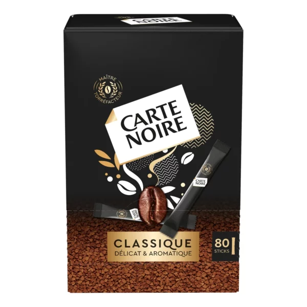 Café Soluble Classique CARTE NOIRE la boîte de 144g - 80 sticks