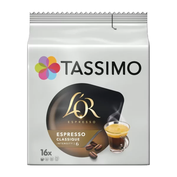 Café Dosettes Espresso Classique L'Or Compatible Tassimo TASSIMO le paquet de 16 dosettes