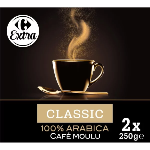 Café Moulu Corsé Intensité 3 CARREFOUR EXTRA les 2 paquets de 250g