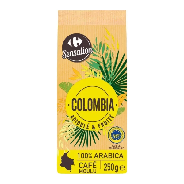 Café Moulu 100% Arabica Colombie CARREFOUR SENSATION le paquet de 250g