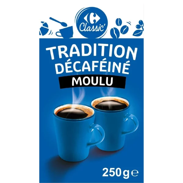 Café Moulu Décaféiné CARREFOUR CLASSIC le paquet de 250g