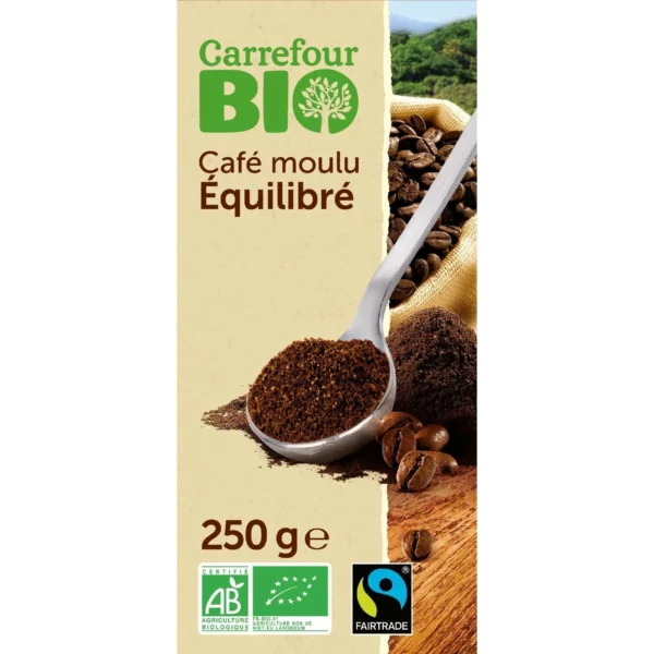 Café Moulu 100% Arabica Equilibré Bio CARREFOUR BIO le paquet de 250g