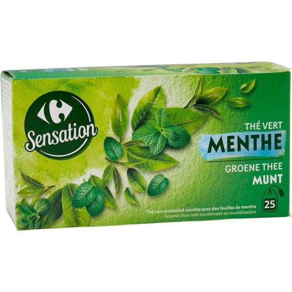 Thé Vert Menthe CARREFOUR SENSATION les 25 sachets d'1,6g