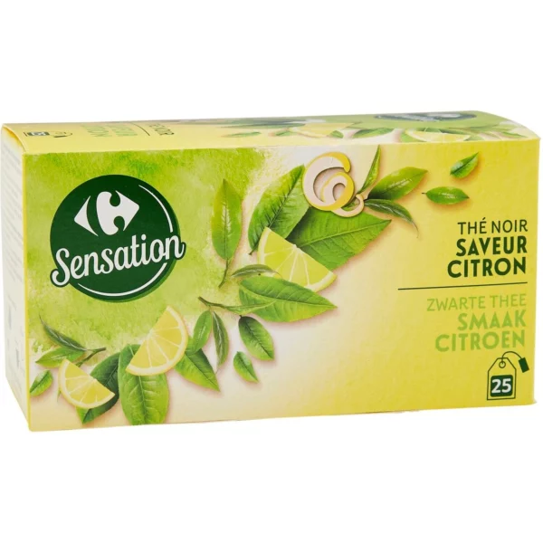 Thé Noir Citron CARREFOUR SENSATION la boite de 25 sachets - 40g
